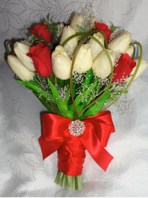tulip and rose wedding bouquet, real touch artificial wedding flowers